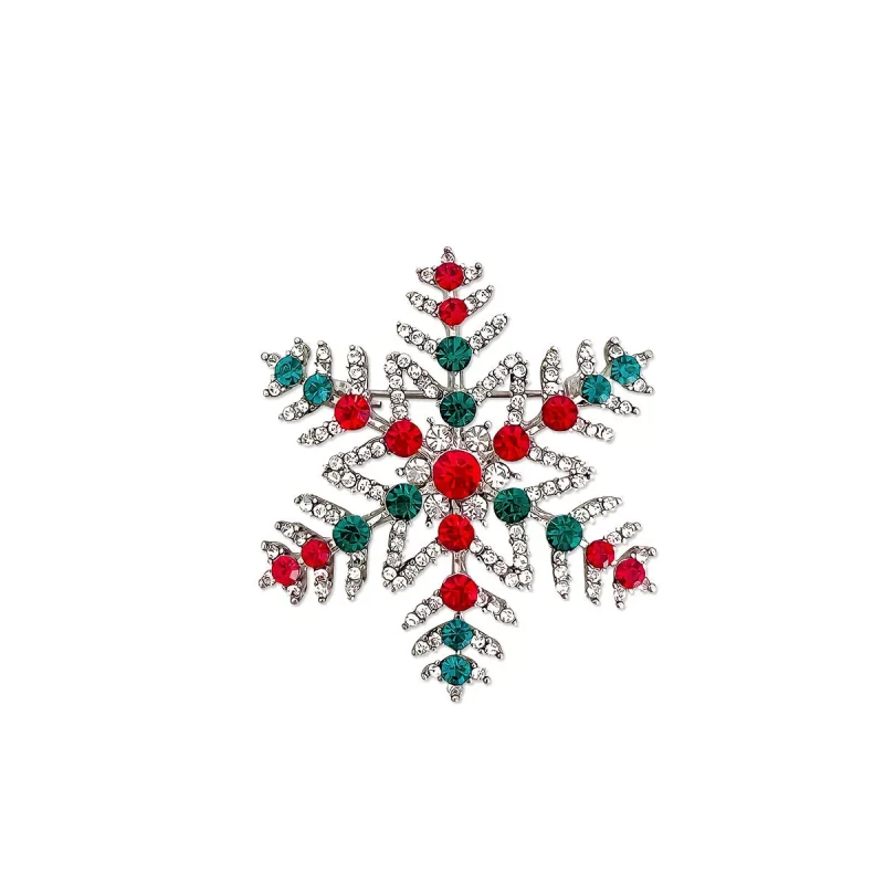 Christmas Crystal Rhinestone Brooch Pin, Snowflake