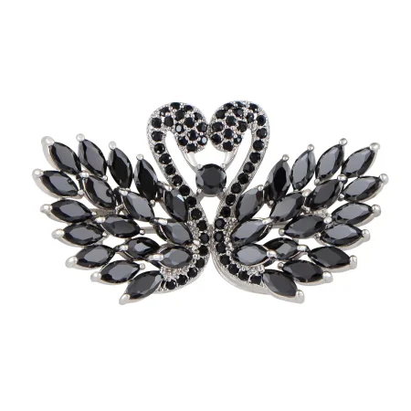 Elegant Crystal Swan Brooch with Marquise Rhinestone Feather Detailing