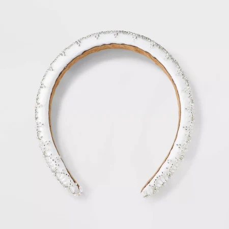 Beaded Pearled Art Deco Pattern Padded Hair Headband